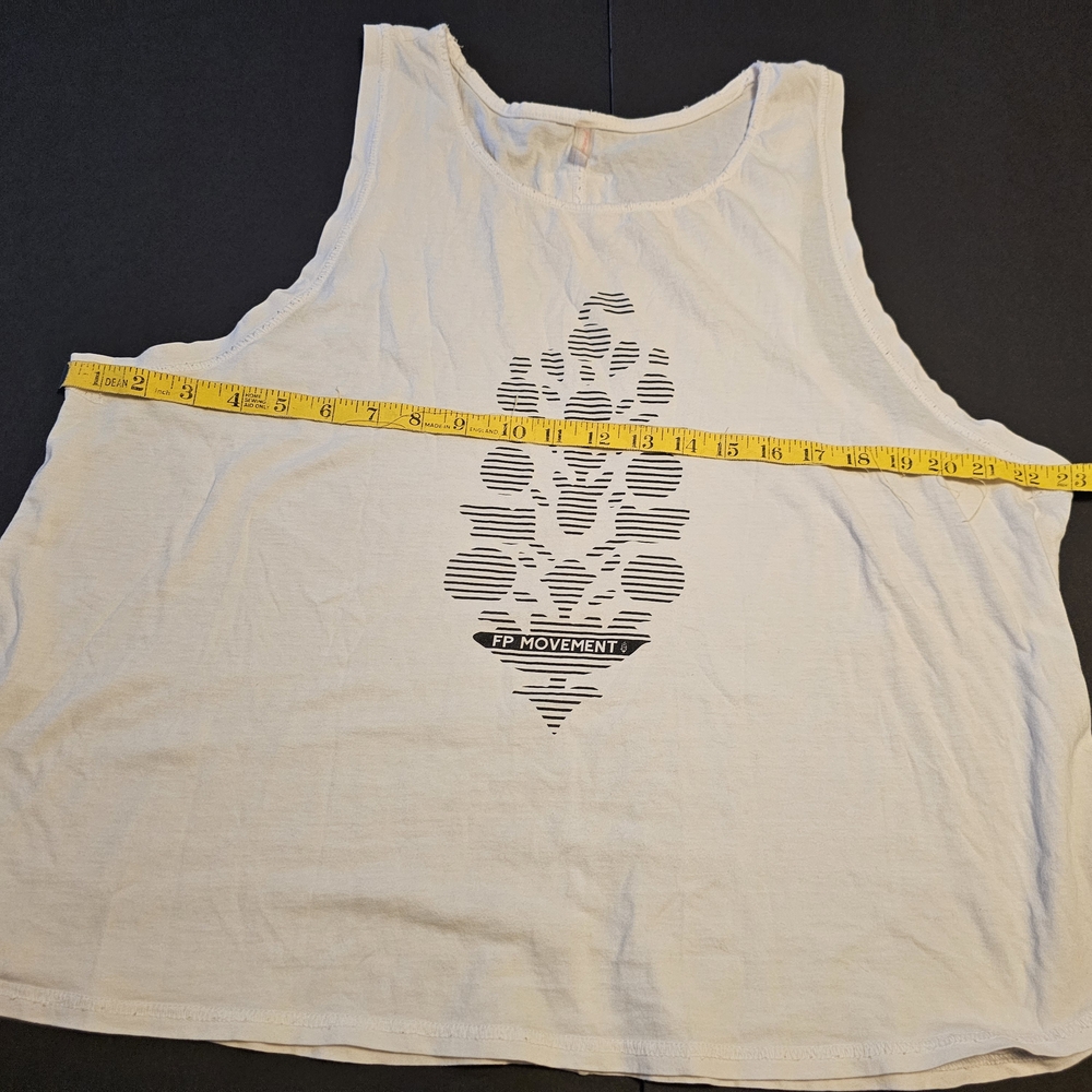 Free People White Tank Top with Black Design